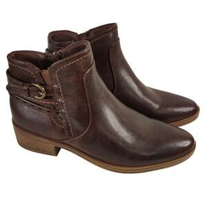 BARETRAPS Medley Ankle Boots Sz 6.5 Women's Dark Brown Zip Up Bootie Shoe